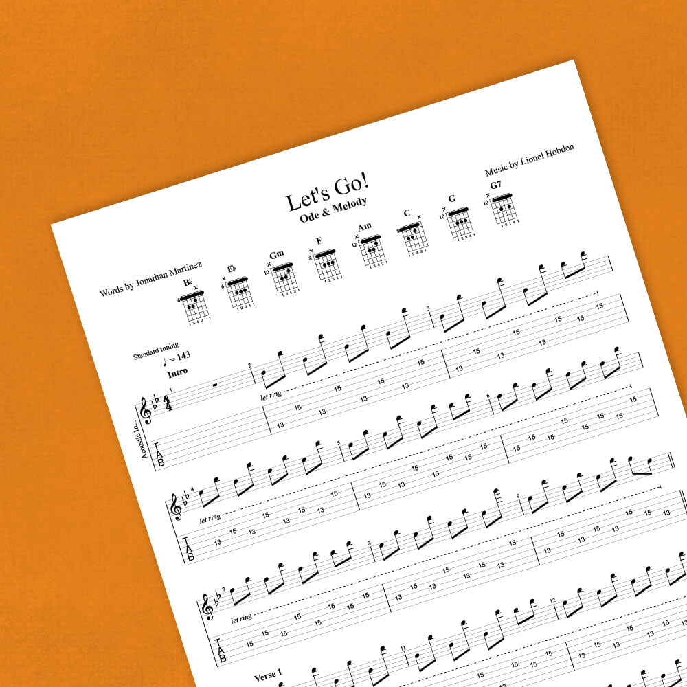 Ode & Melody Let's Go! Sheet Music for Guitar (Digital PDF)