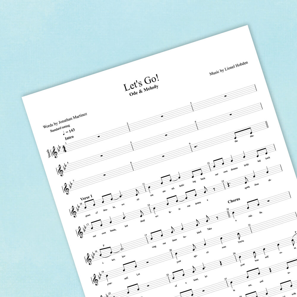 Ode & Melody Let's Go! Sheet Music for Vocals (Digital PDF)