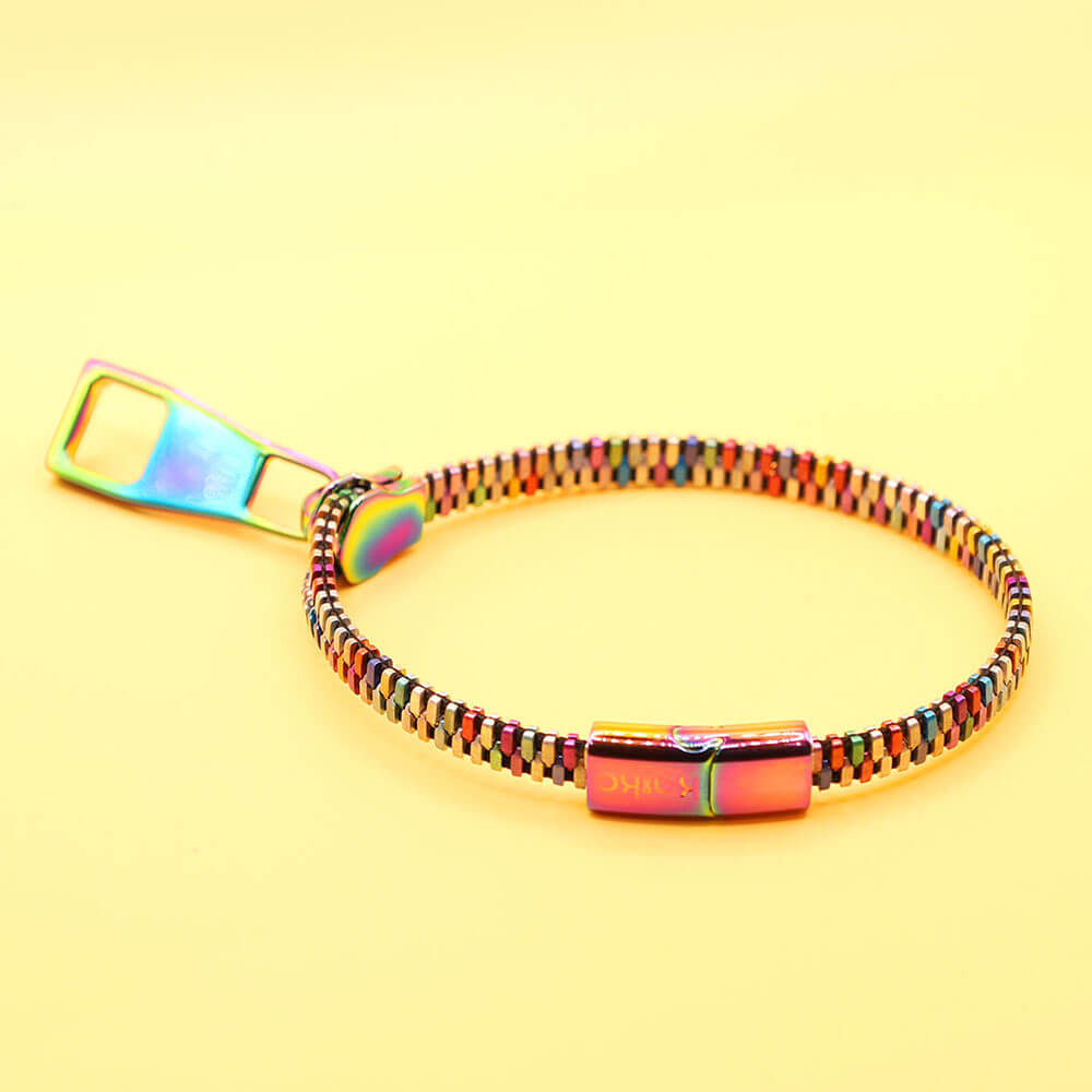 Oil Slick Zipper Bracelet Fidget - Stainless Steel