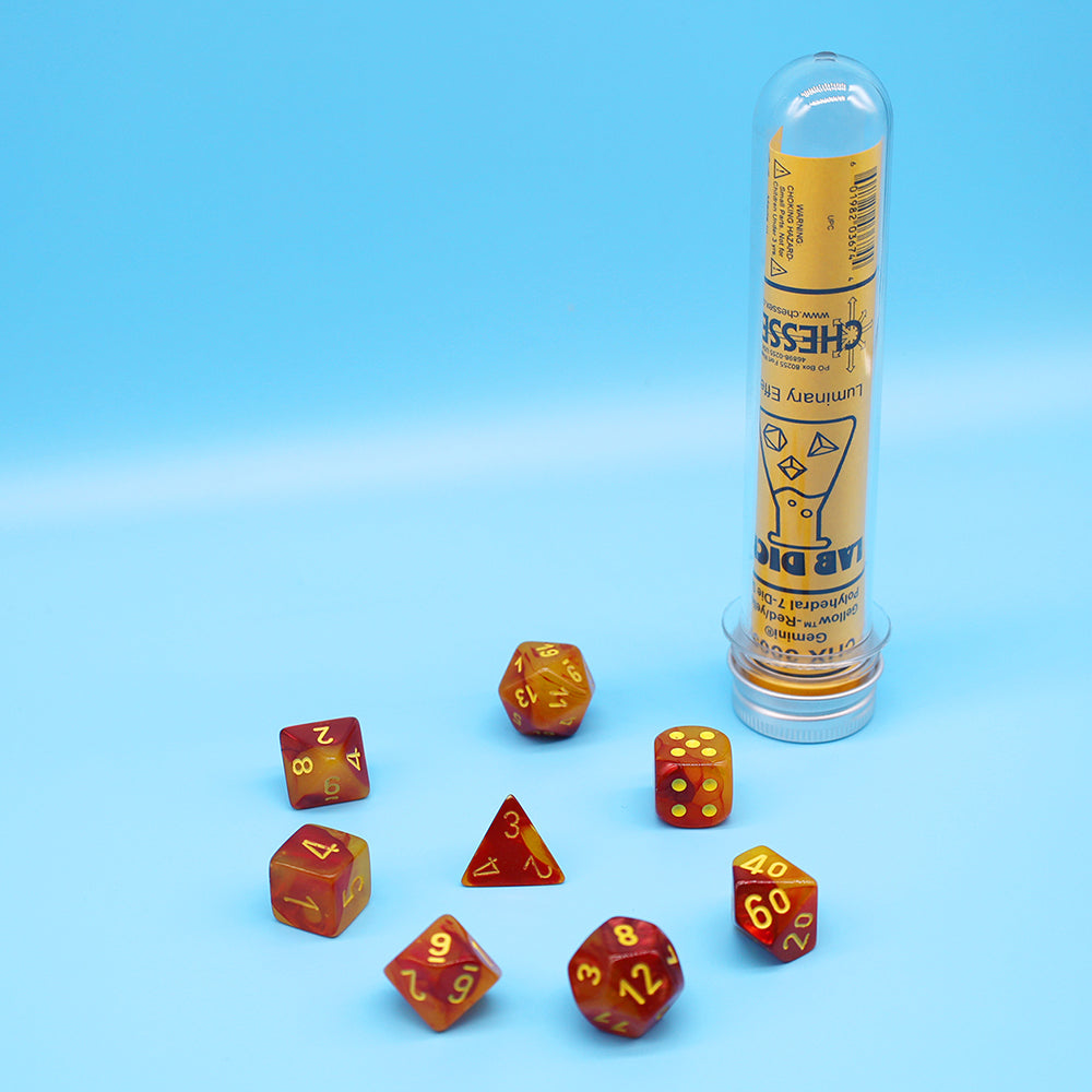 Gemini Gellow-Red/yellow Polyhedral 8-Dice Set