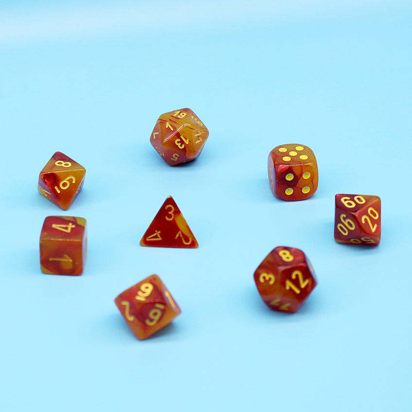 Gemini Gellow-Red/yellow Polyhedral 8-Dice Set