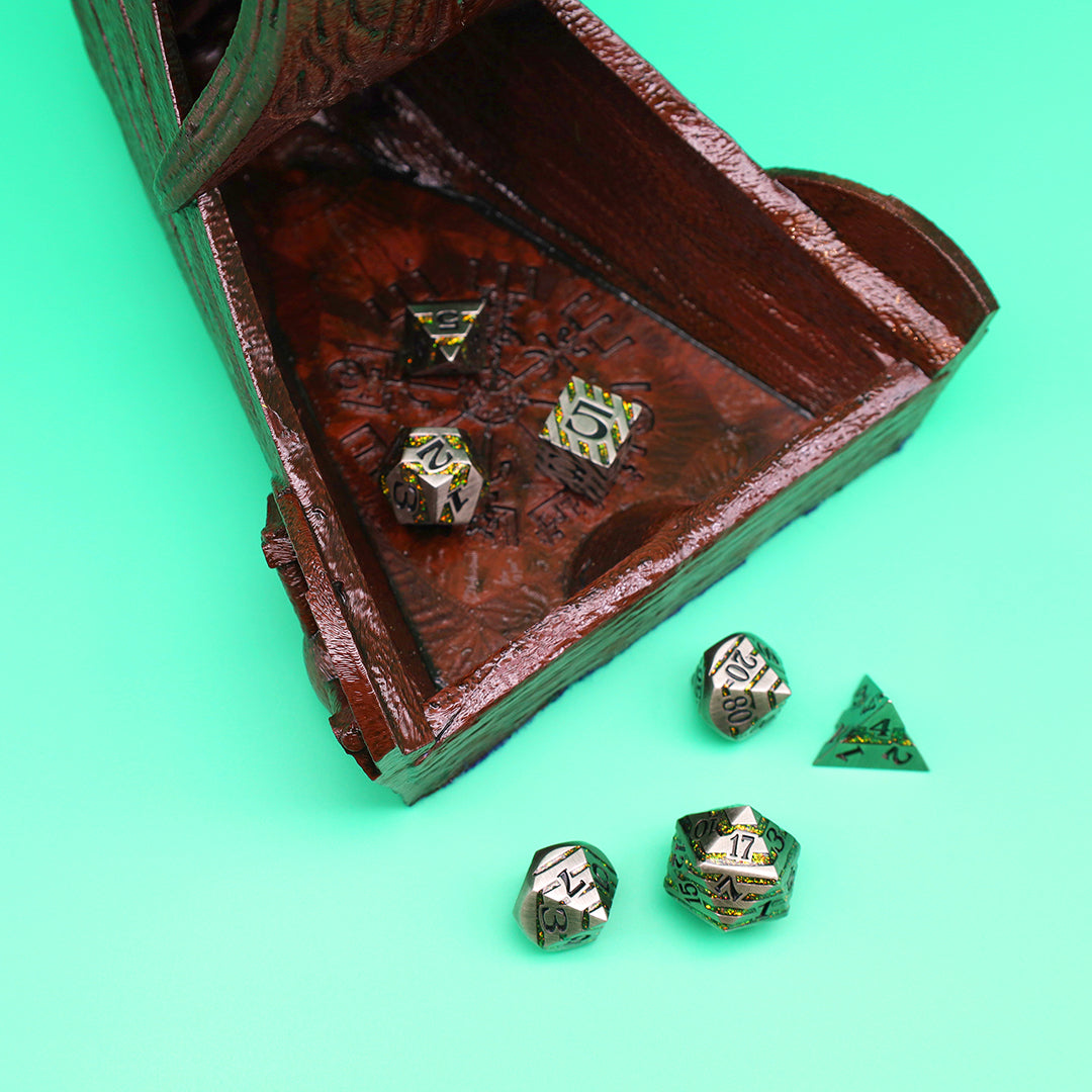 Viking Dragon Longship Dice Tower - 3D Printed, Hand Painted - Walnut