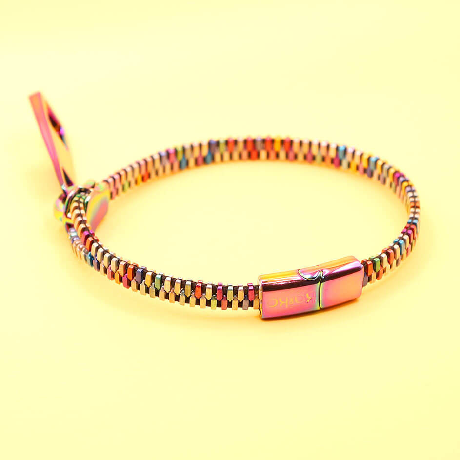 Oil Slick Zipper Bracelet Fidget - Stainless Steel