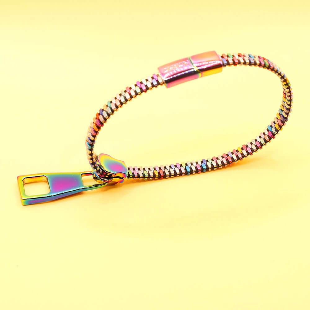 Oil Slick Zipper Bracelet Fidget - Stainless Steel